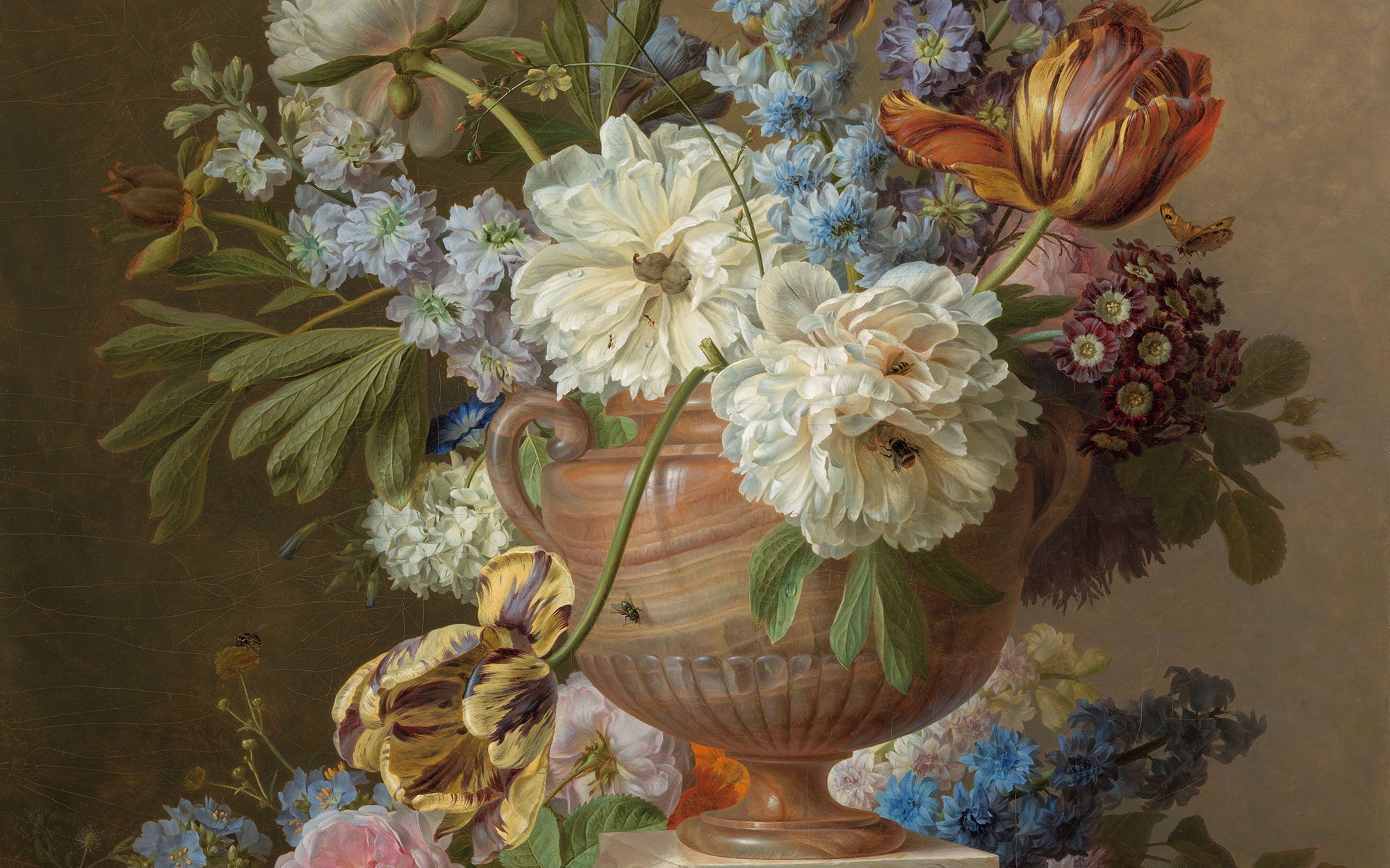 Bloemstilleven met albasten vaas