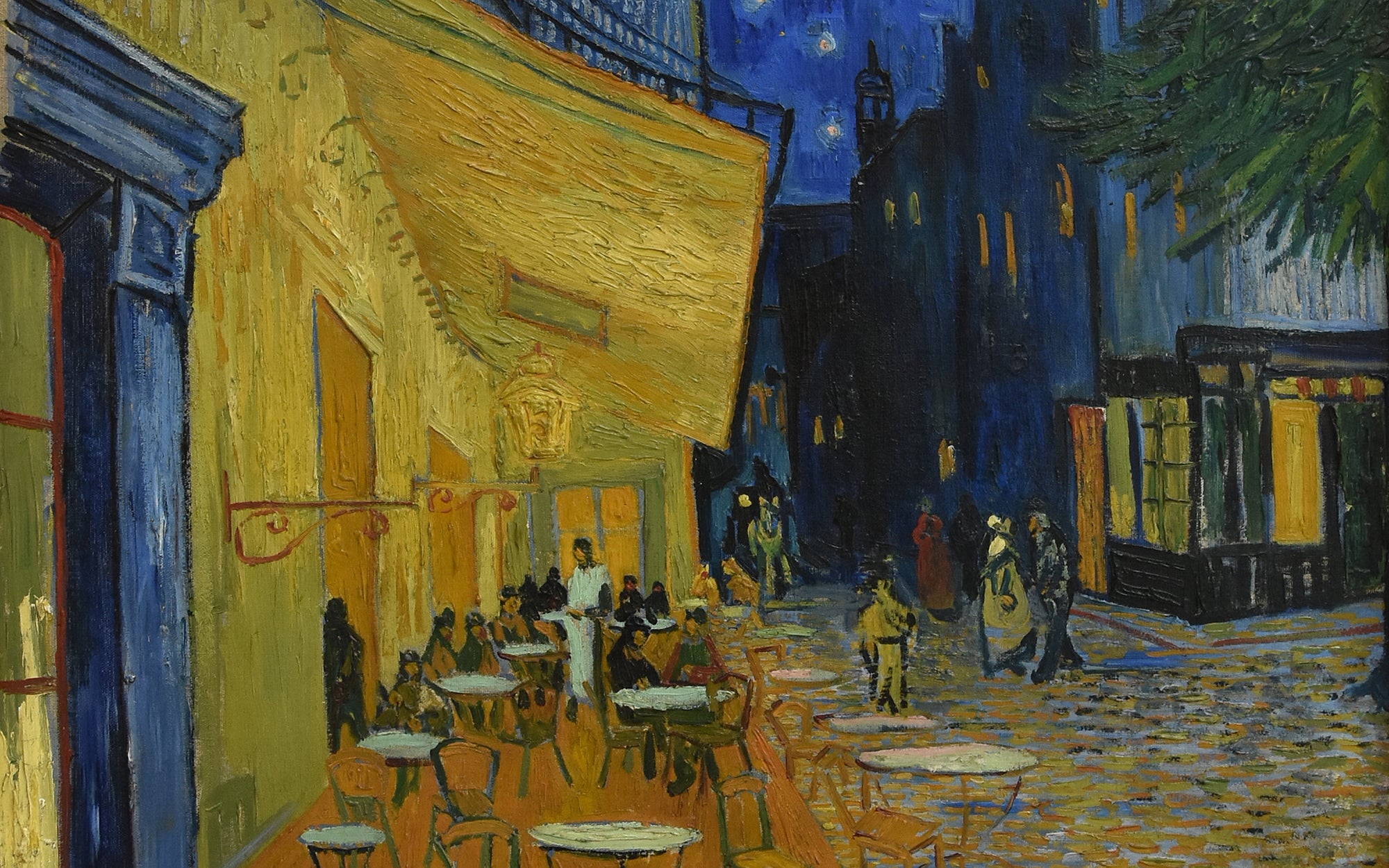 Caféterras bij nacht
