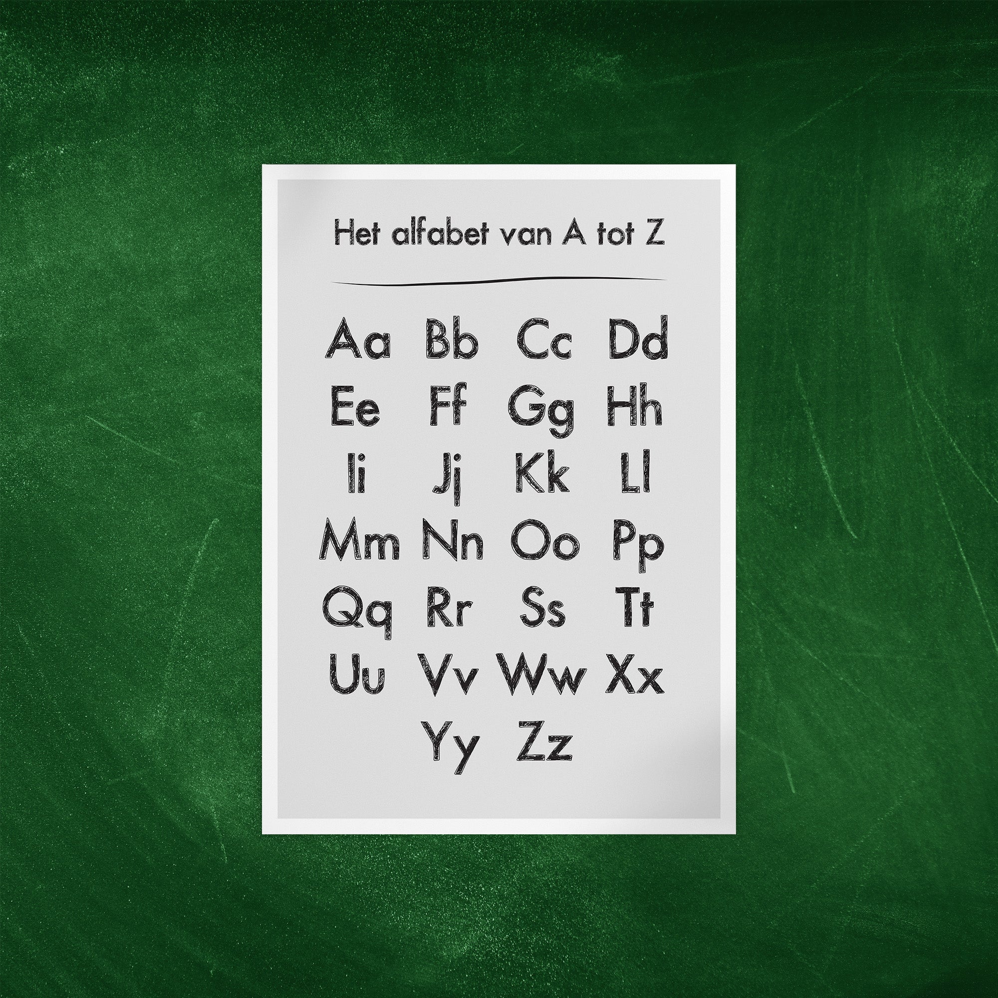 Het alfabet van A tot Z (grijs)