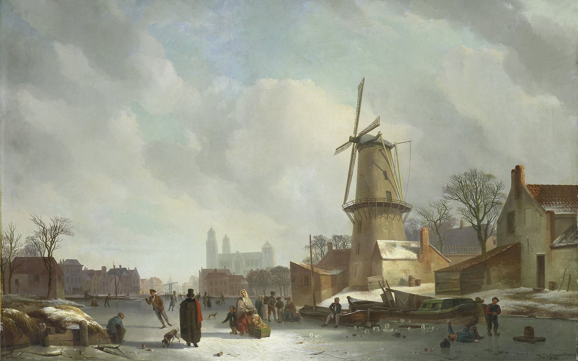 IJsvermaak op een stadsgracht