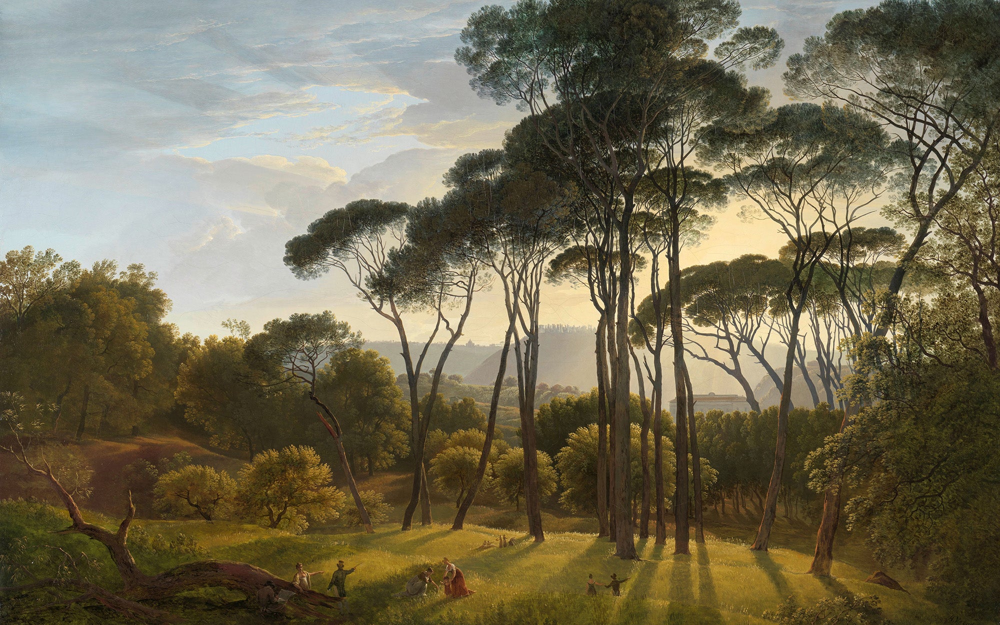 Italiaans landschap met parasoldennen