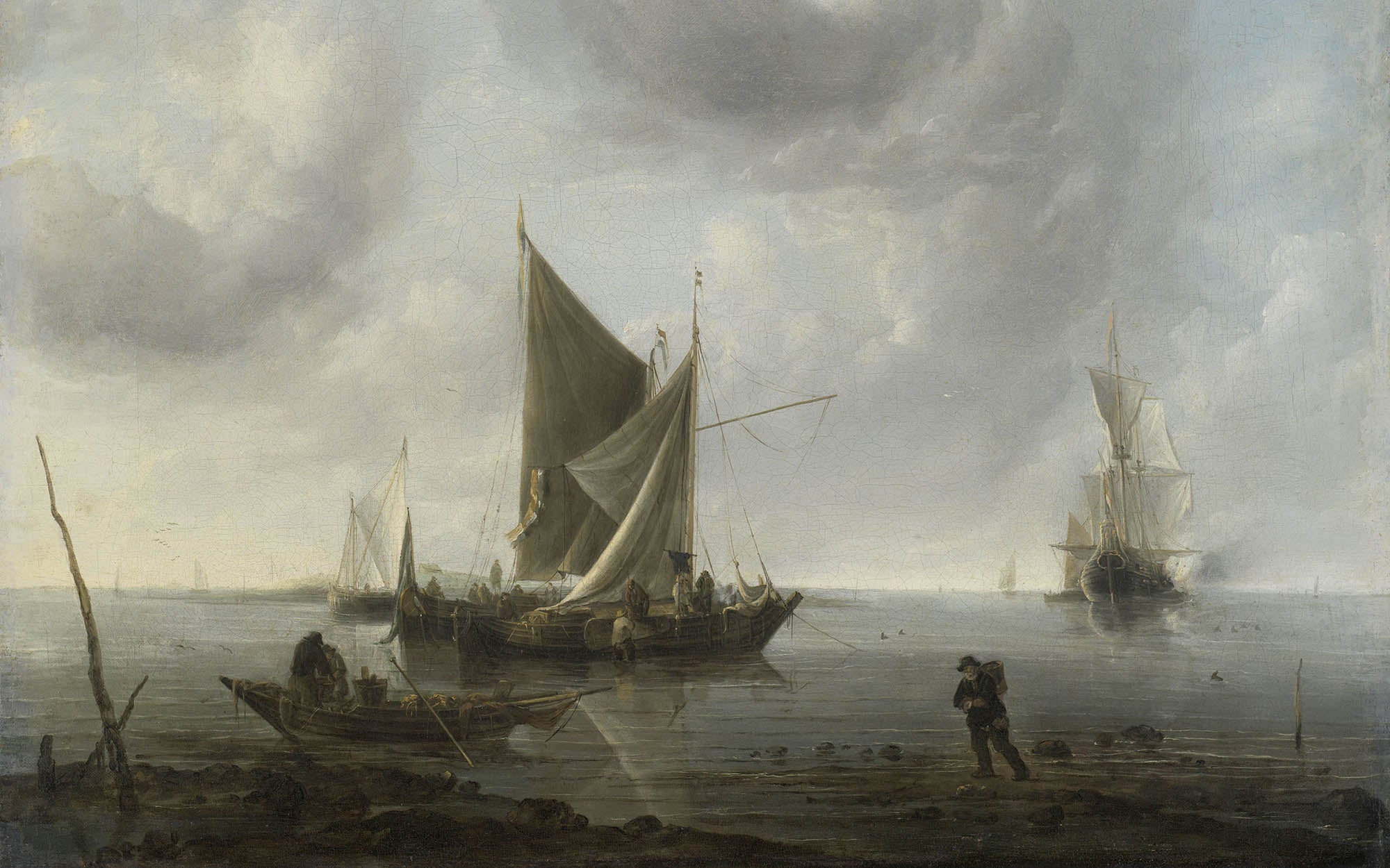 Schepen voor anker op een kalme zee