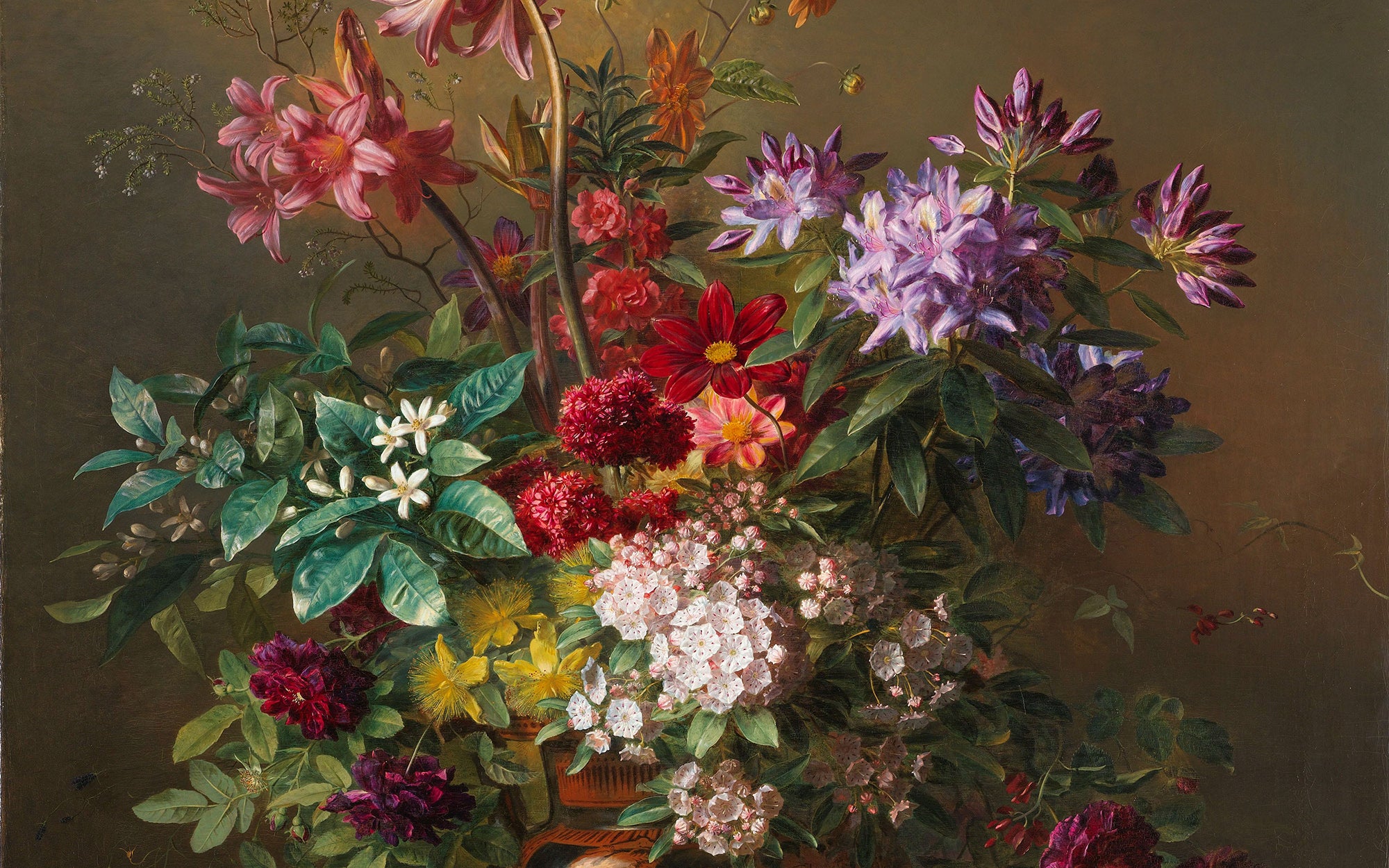 Stilleven met bloemen in een Griekse vaas