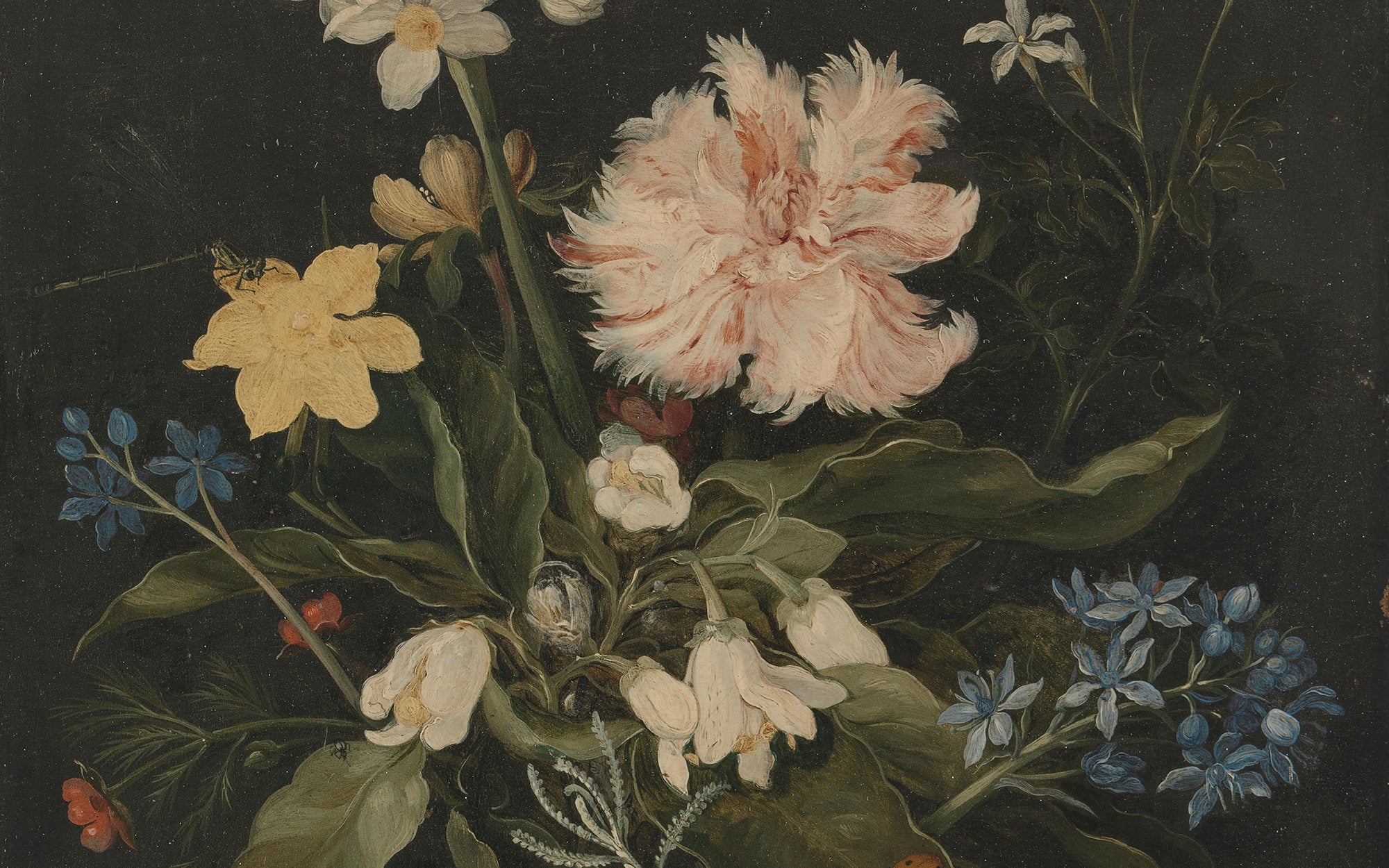 Stilleven met bloemen in een glas