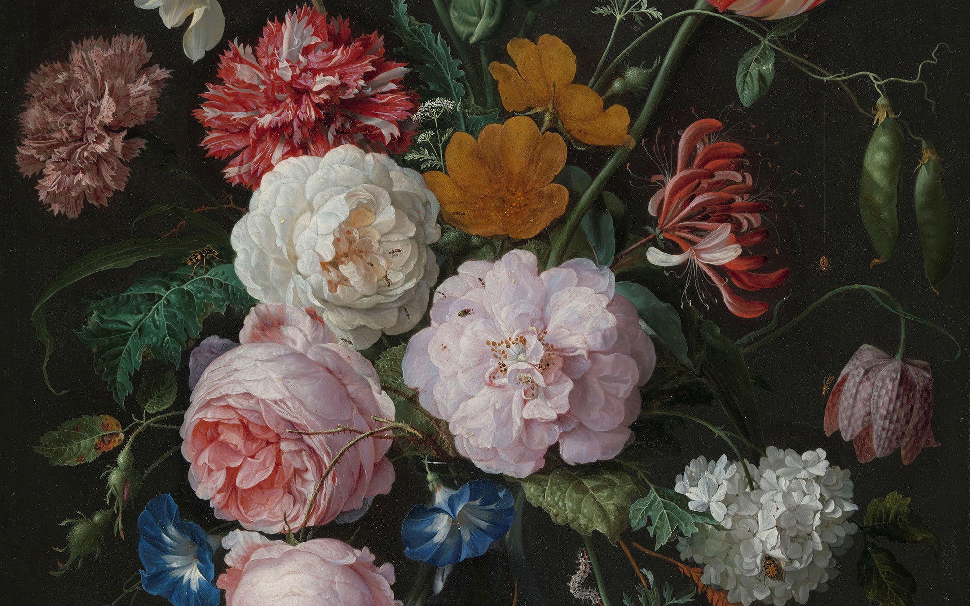 Stilleven met bloemen in een glazen vaas