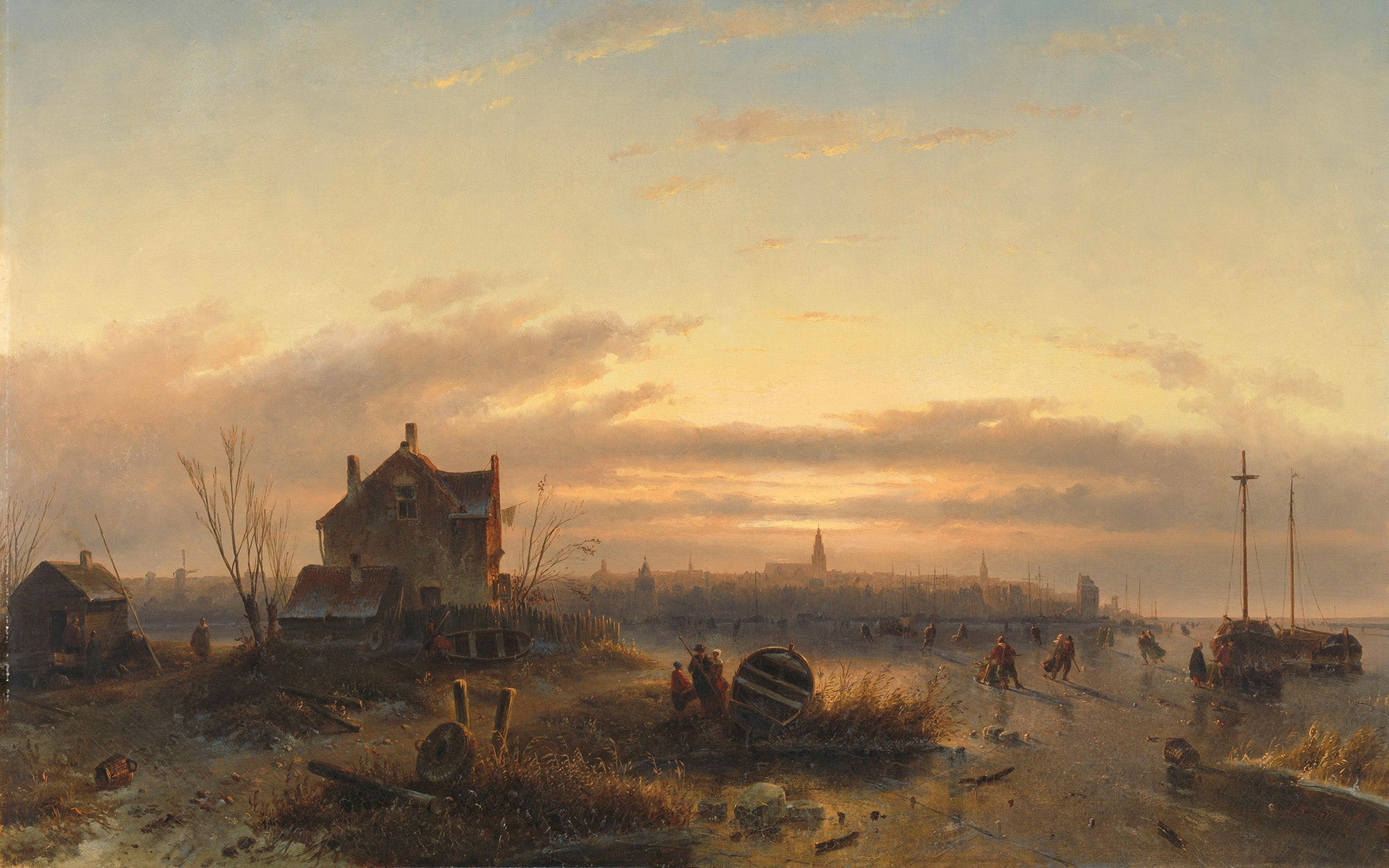 Winter op het IJ voor Amsterdam