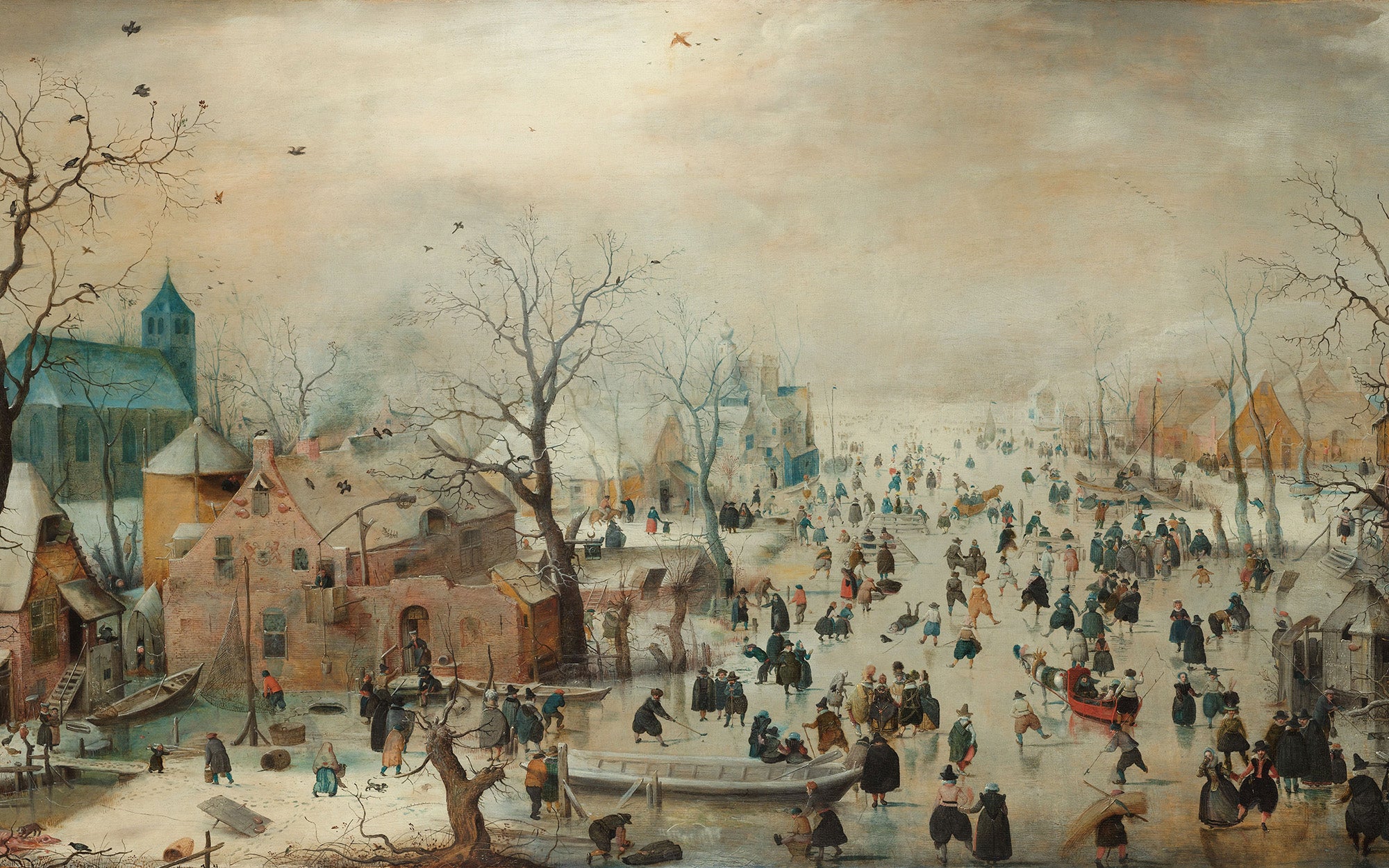 Winterlandschap met schaatsers