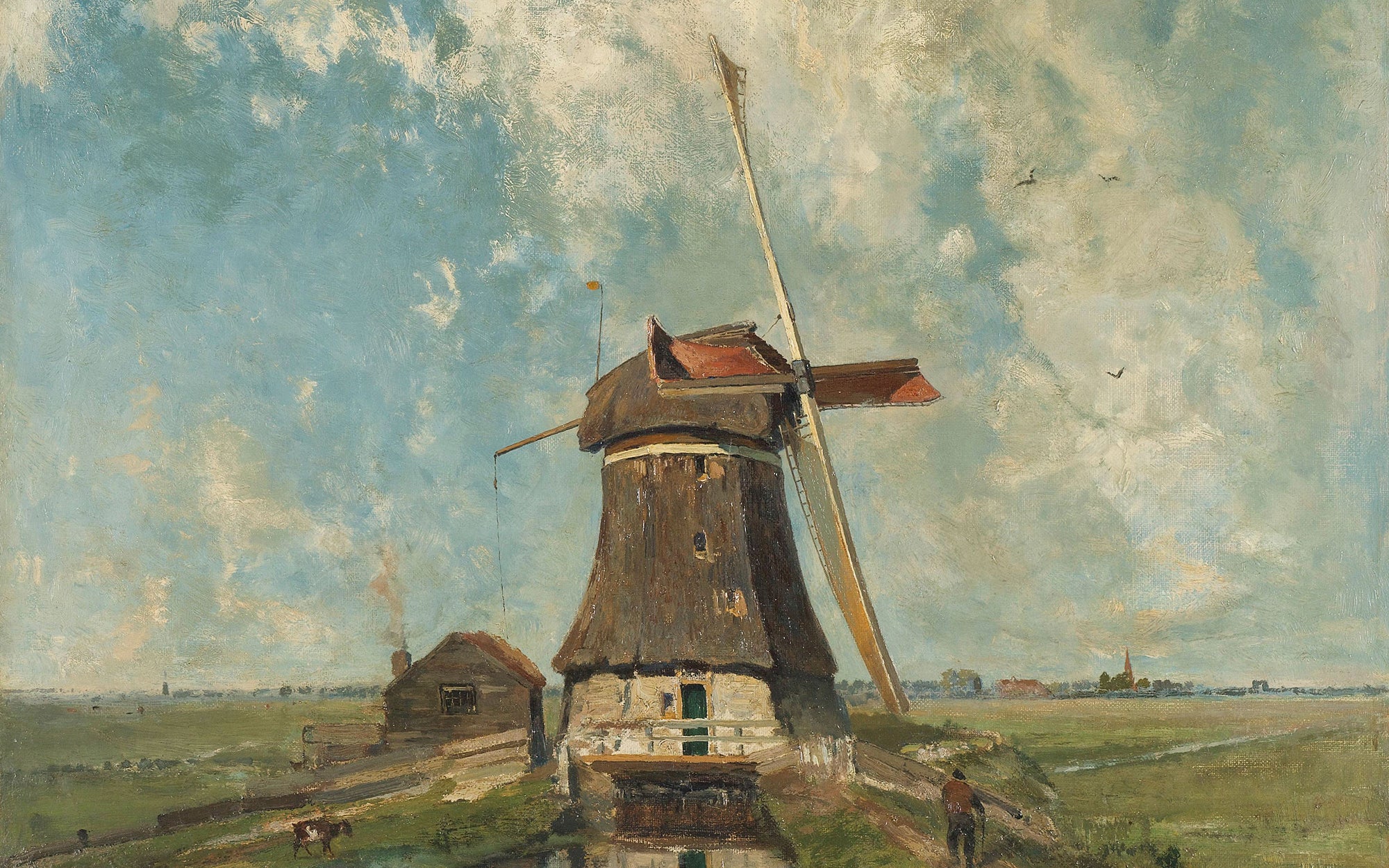 Een molen aan een poldervaart