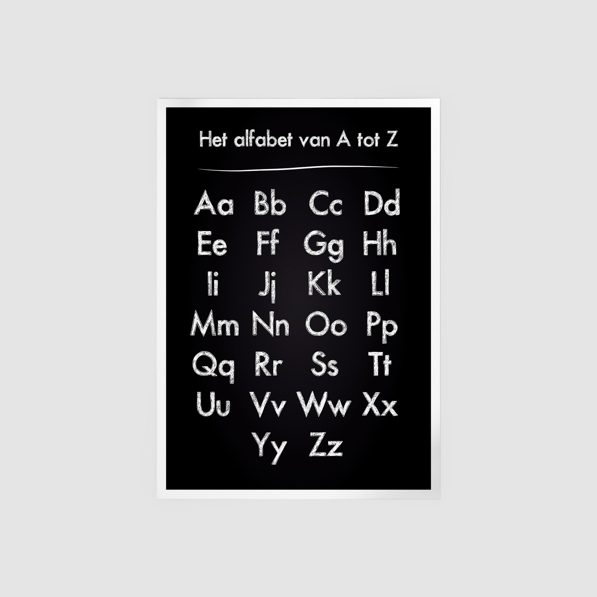 Het alfabet van A tot Z (zwart)