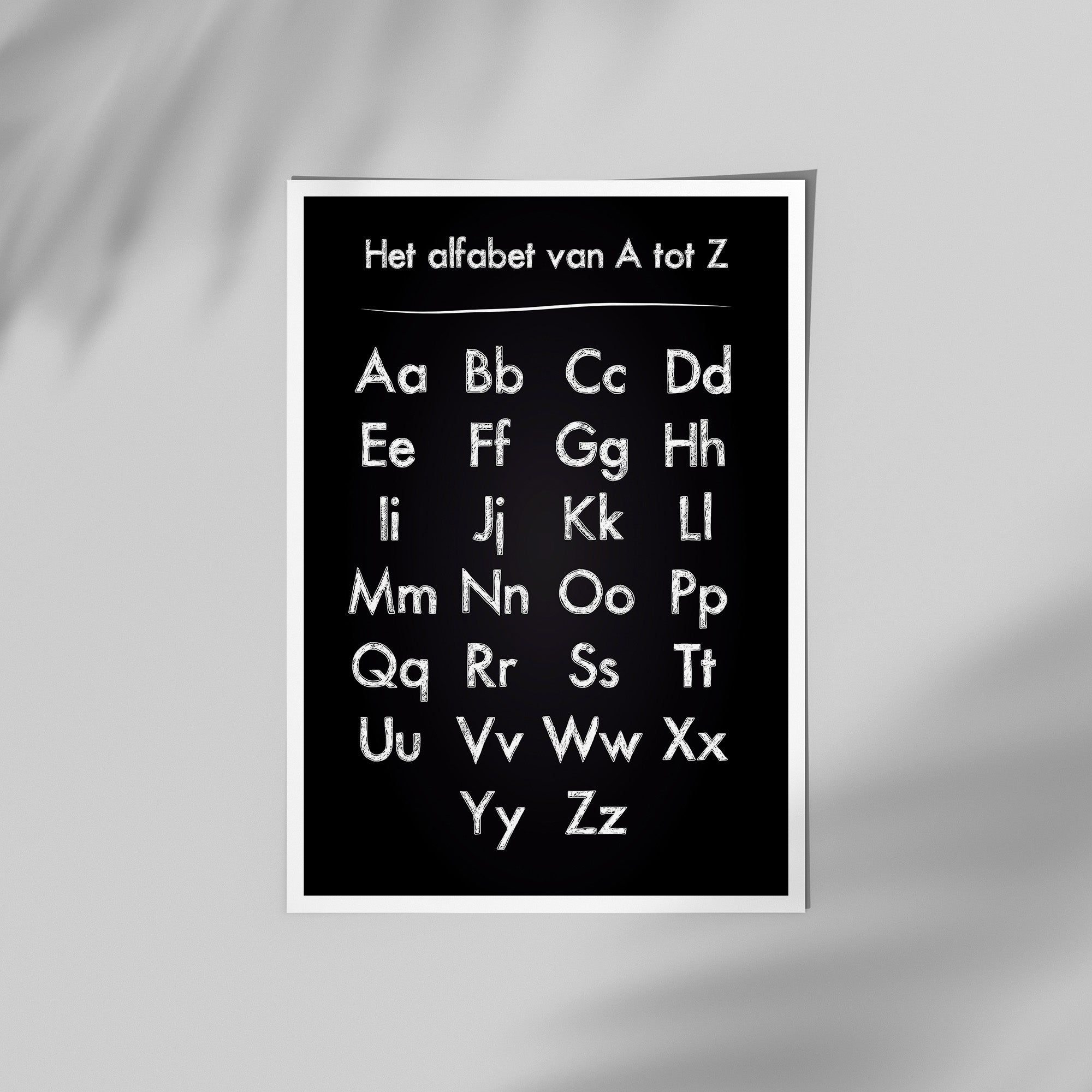 Het alfabet van A tot Z (zwart)