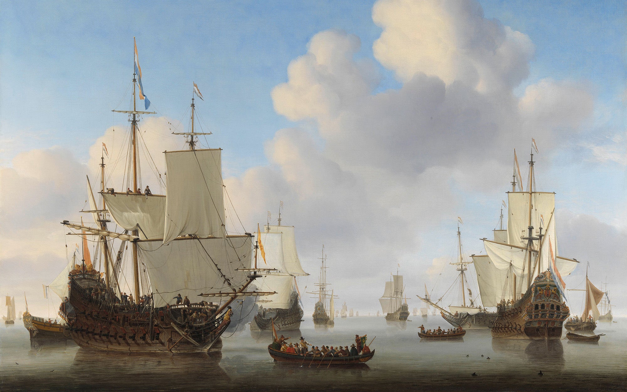 Hollandse schepen op een kalme zee