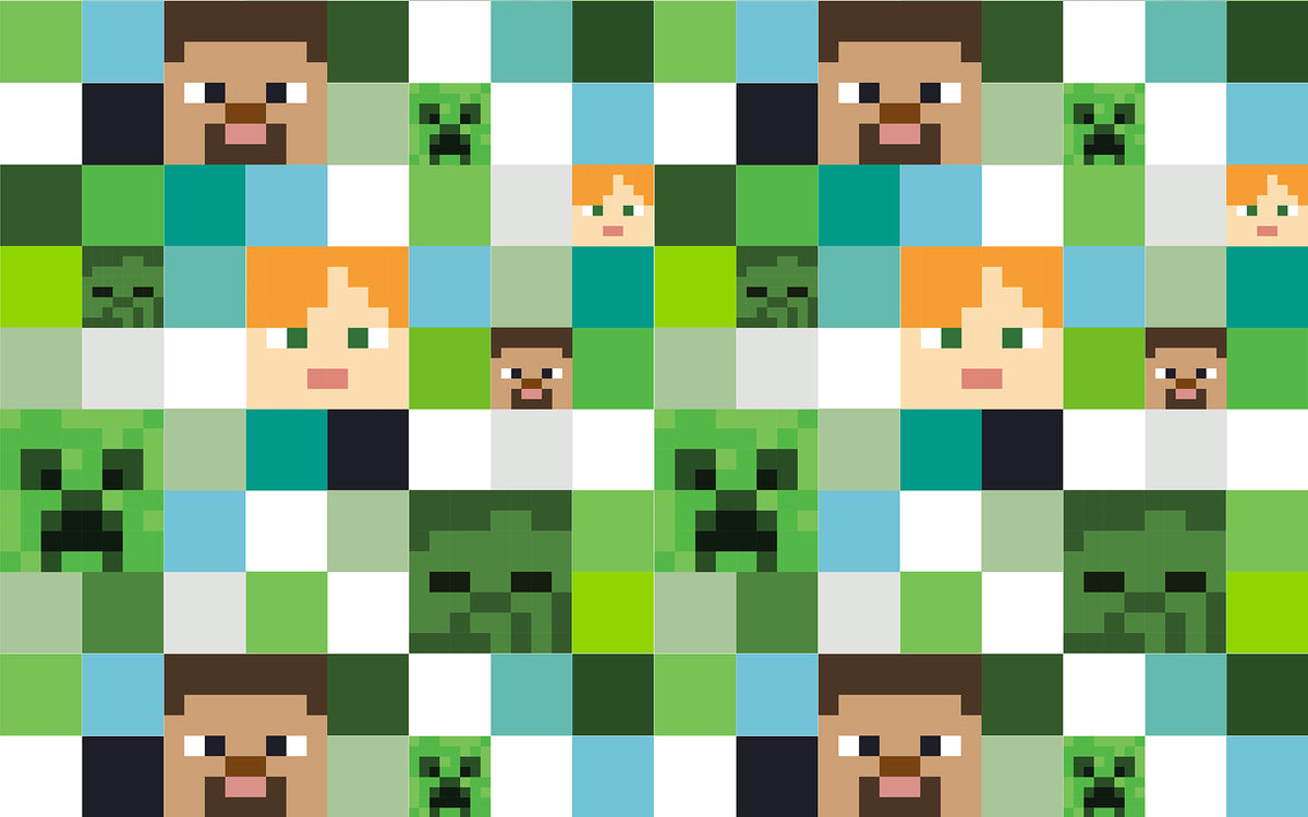 Karakters en personages close-up - Minecraft - Naadloos kinderkamer ...