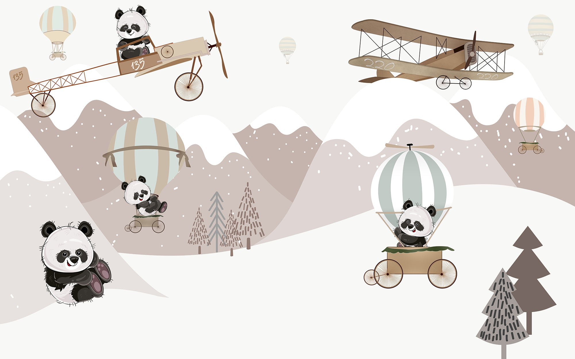 Panda's in de sneeuw